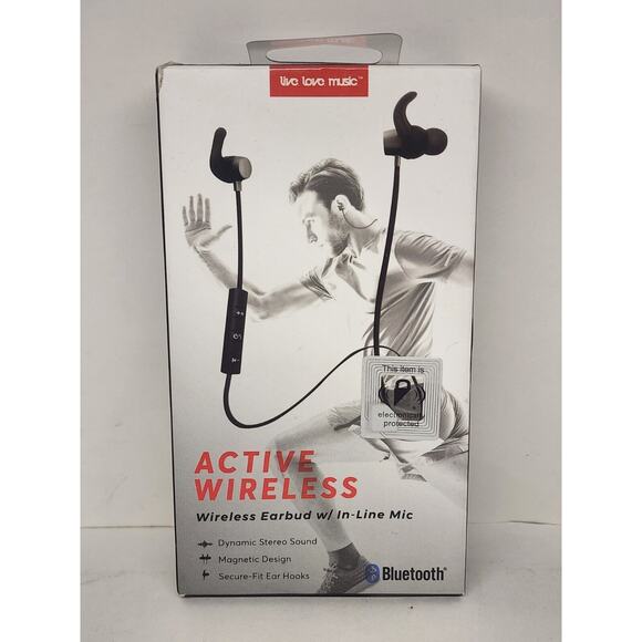 Active Wireless Earbuds (Black) W / In Line Mic, Bluetooth. Free Shipping - Picture 1 of 3